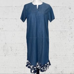 Lands’ End Chambray denim dress Ruffle
